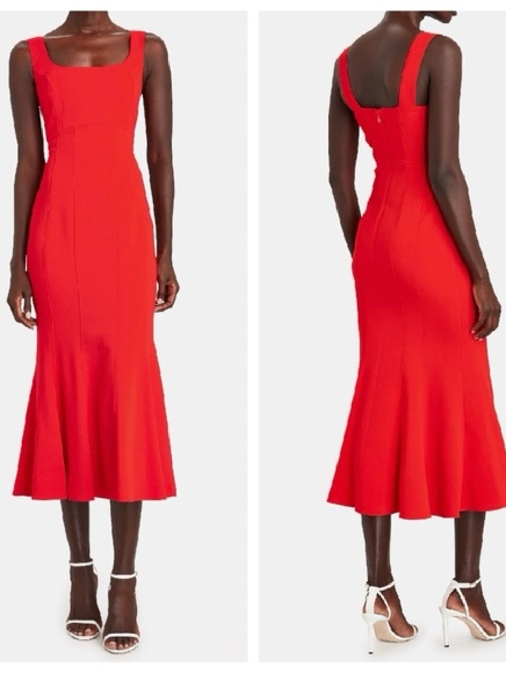 Veronica Beard Gloria Square-Neck Flared Dress